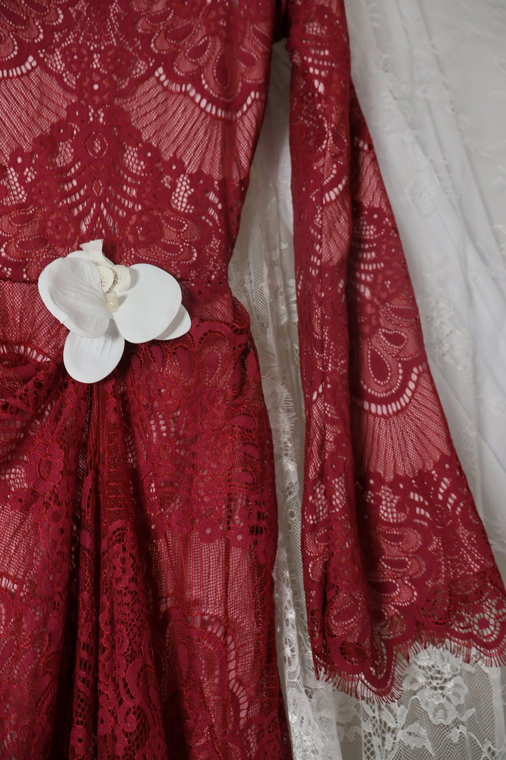 Orchid Lace dress- wine