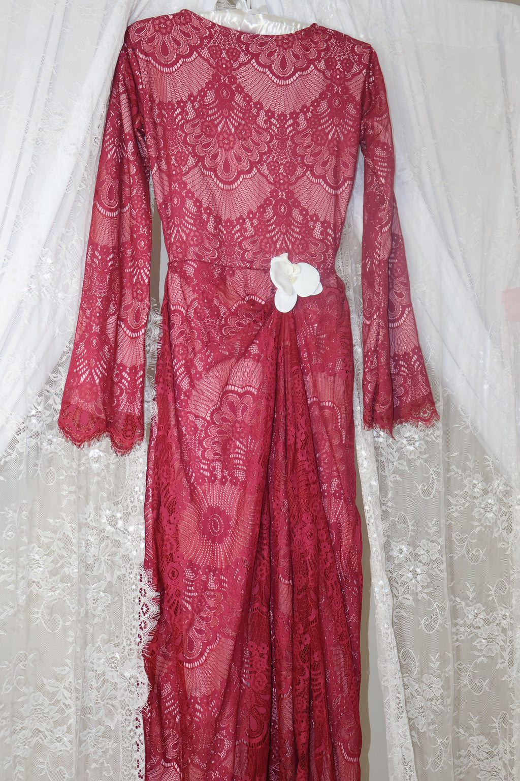 Orchid Lace dress- wine