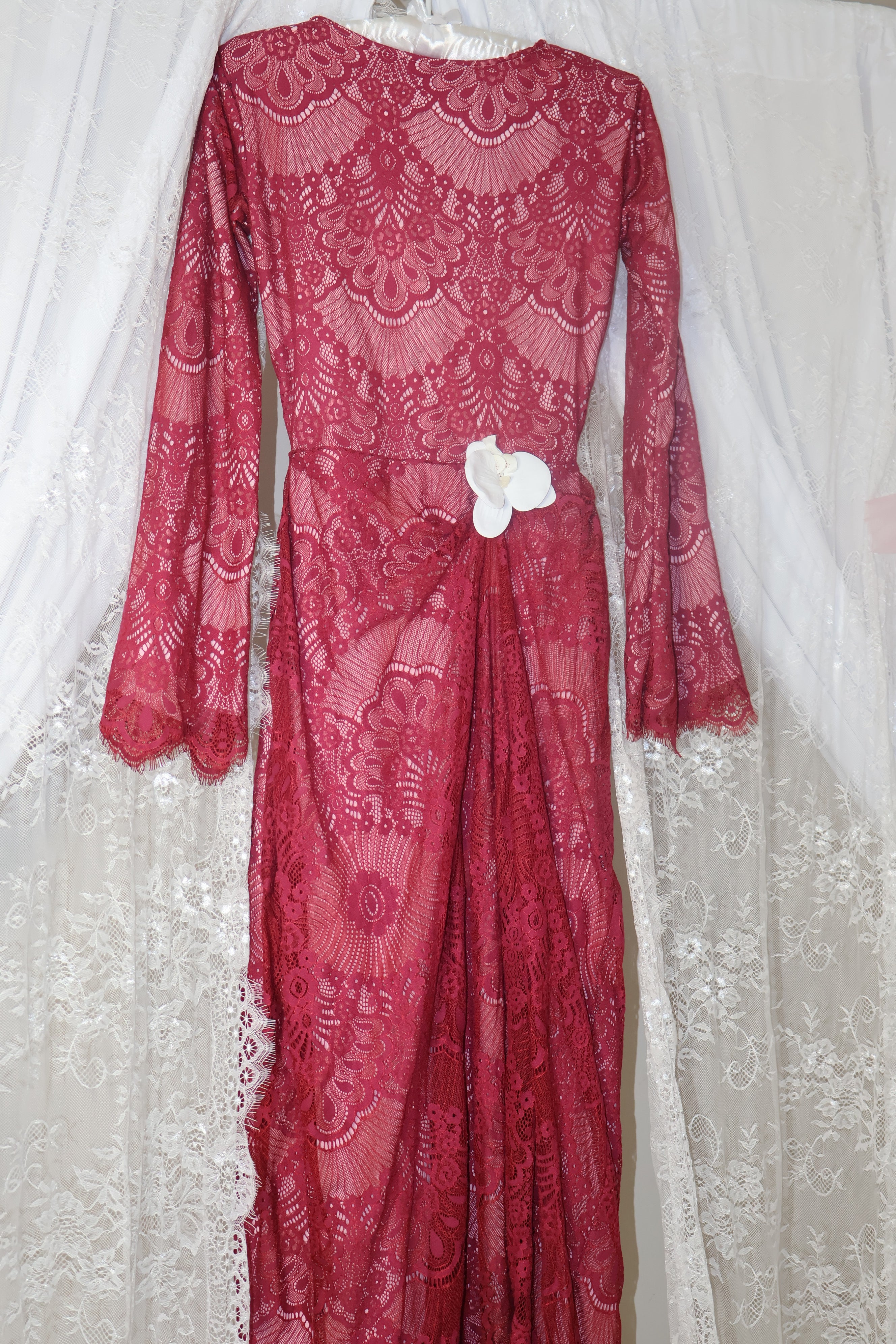 Orchid Lace dress- wine