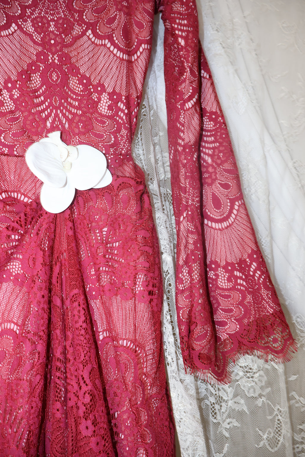 Orchid Lace dress- wine