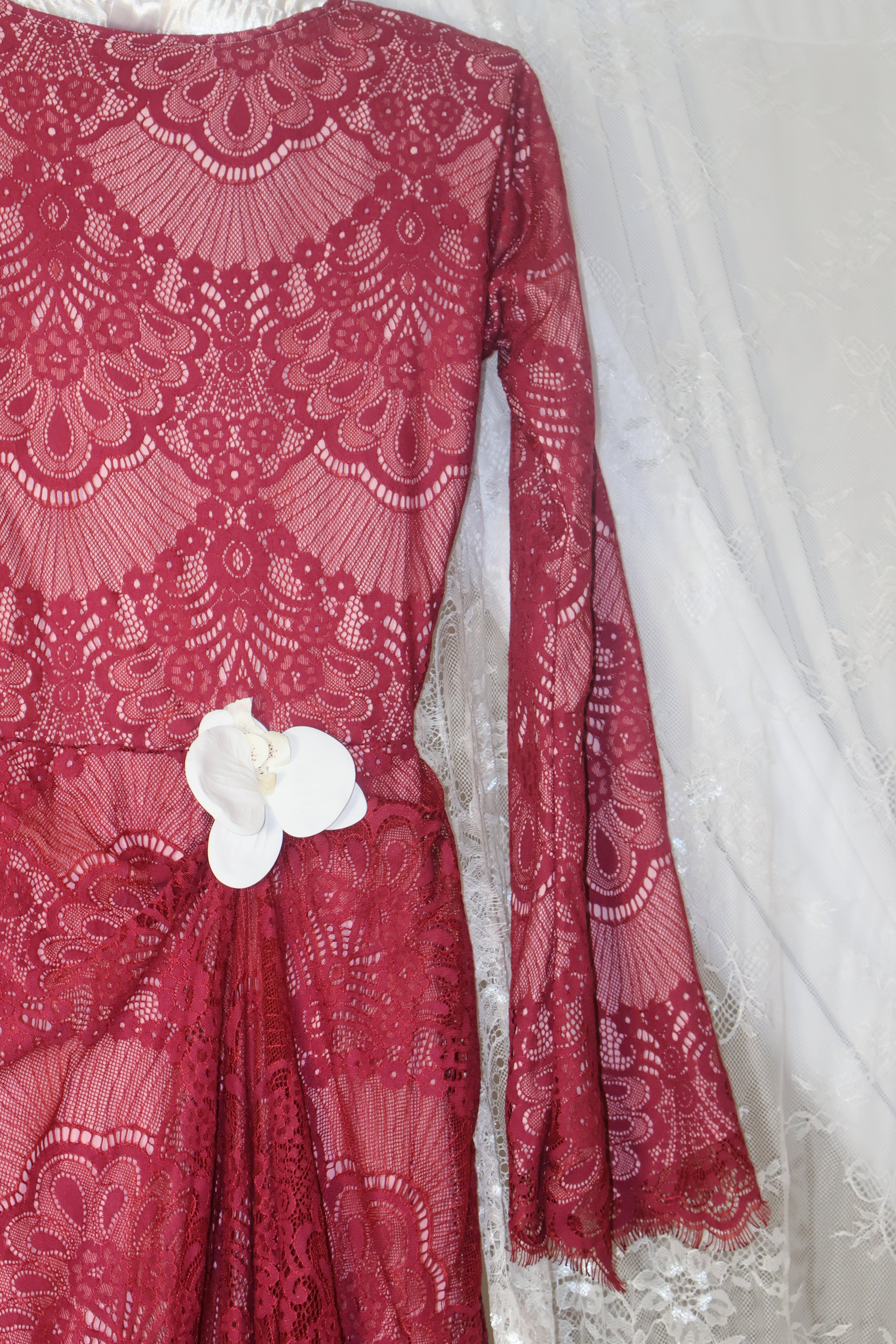 Orchid Lace dress- wine