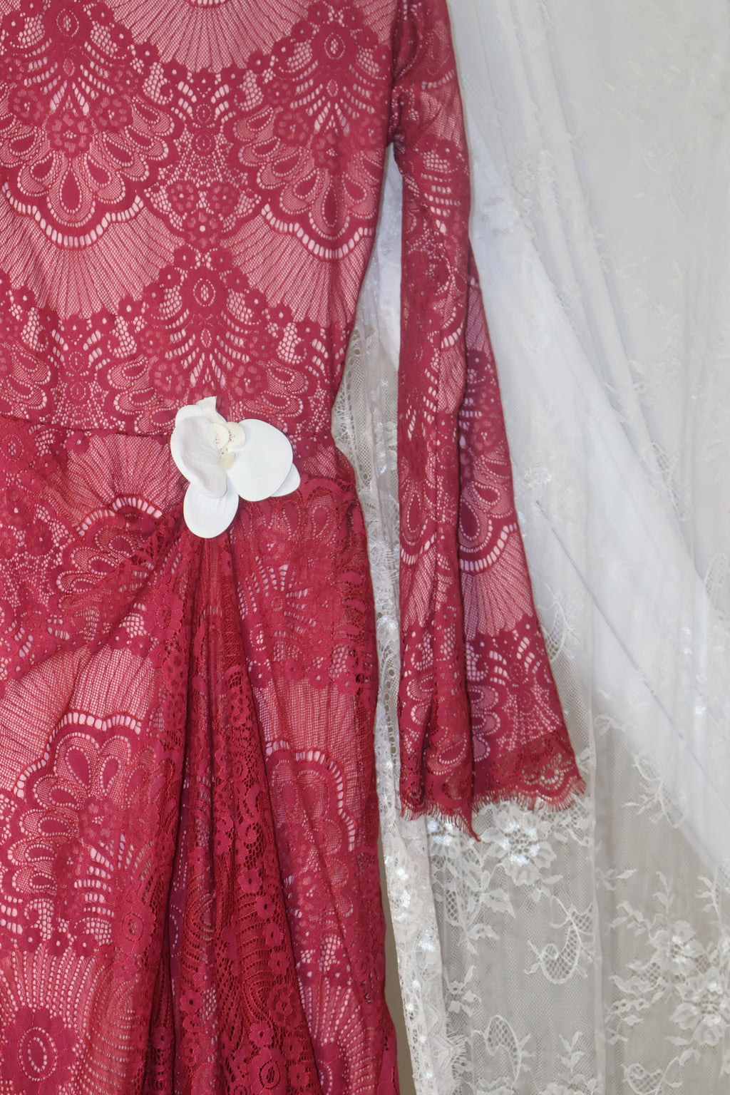 Orchid Lace dress- wine