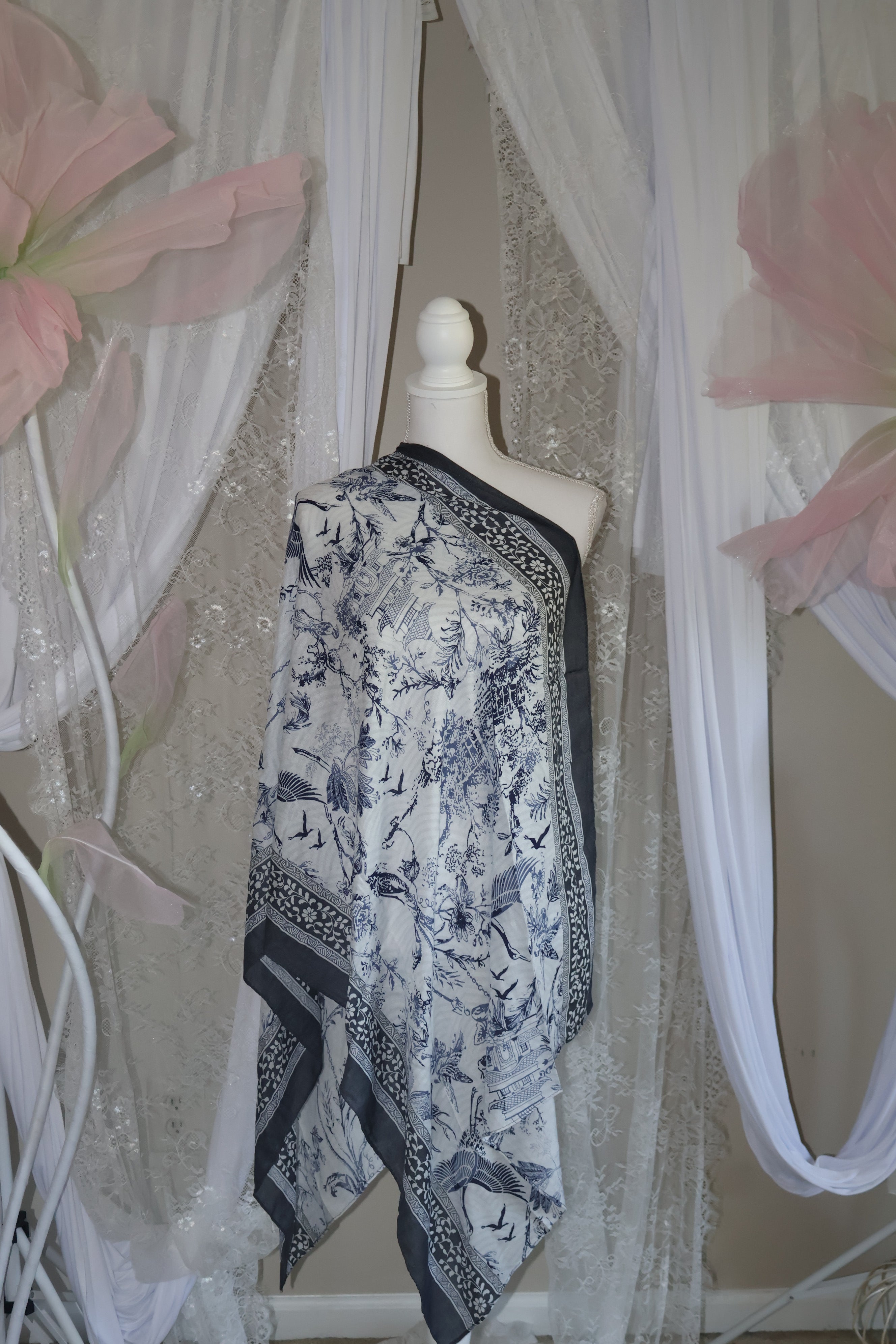 Blue Floral- Printed Modal Hijab